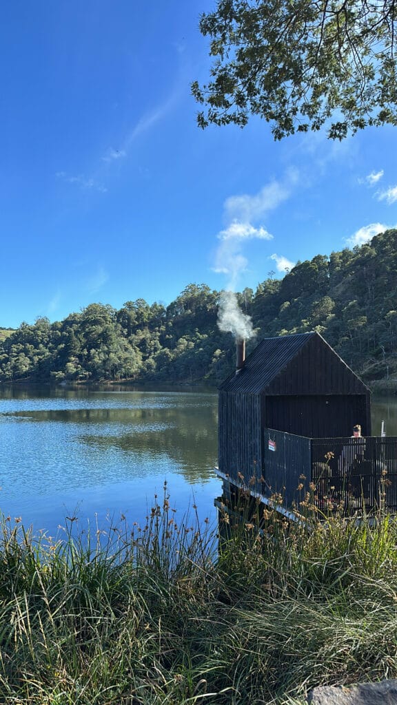 Floating Sauna lake Derby Tasmania