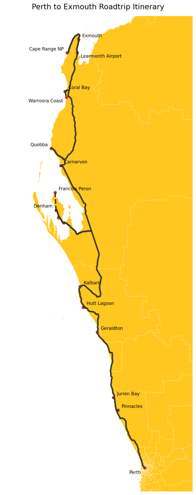 Perth to Exmouth itinerary